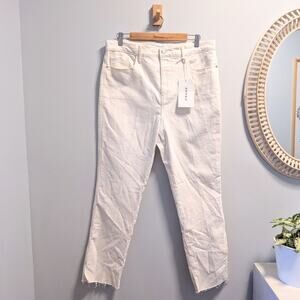 FRAME Le Sylvie Slender Straight Jeans High Waist Au Naturel Cream 33 NWT